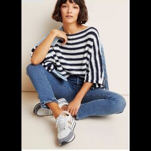 by Anthropologie Sz M/L Evie Poncho Striped Sweater